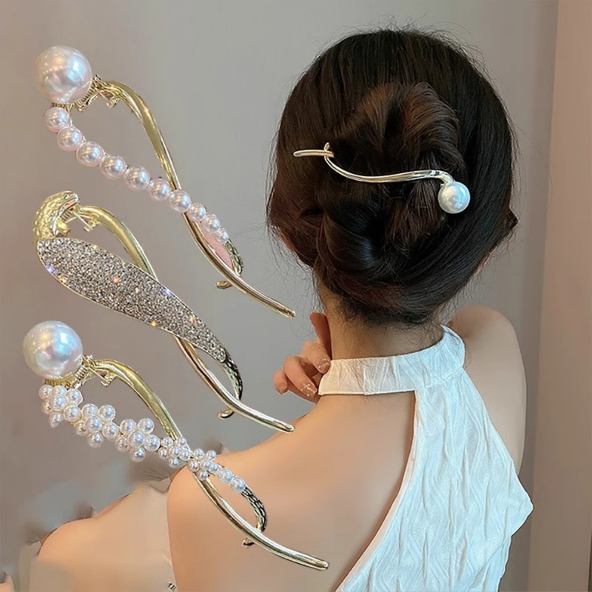 Korean Women Lifestyle - Jepit Rambut Mutiara Glitter Elegan untuk
