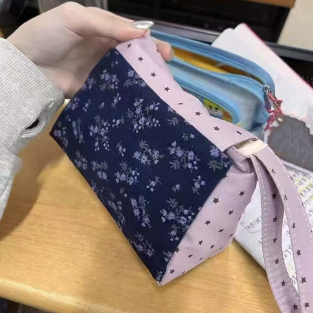 The Korean Lifestyle - Tas Rias Motif Bunga Ungu Polkadot