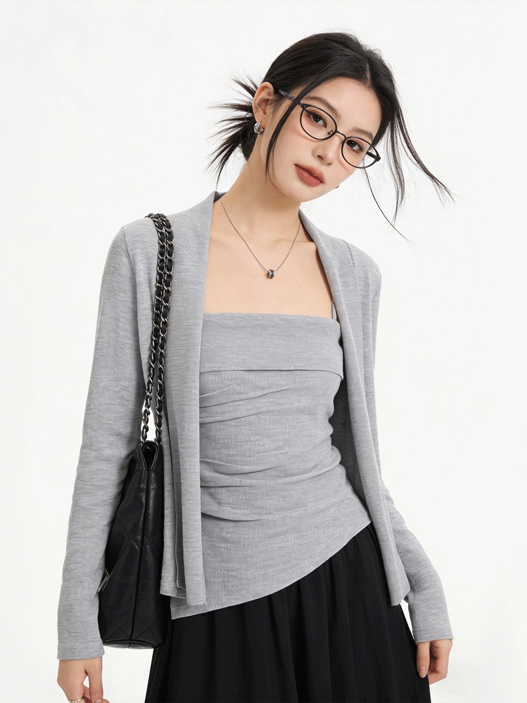 Korean Women Lifestyle - Lush Life Kardigan Rajut Pendek Ramah